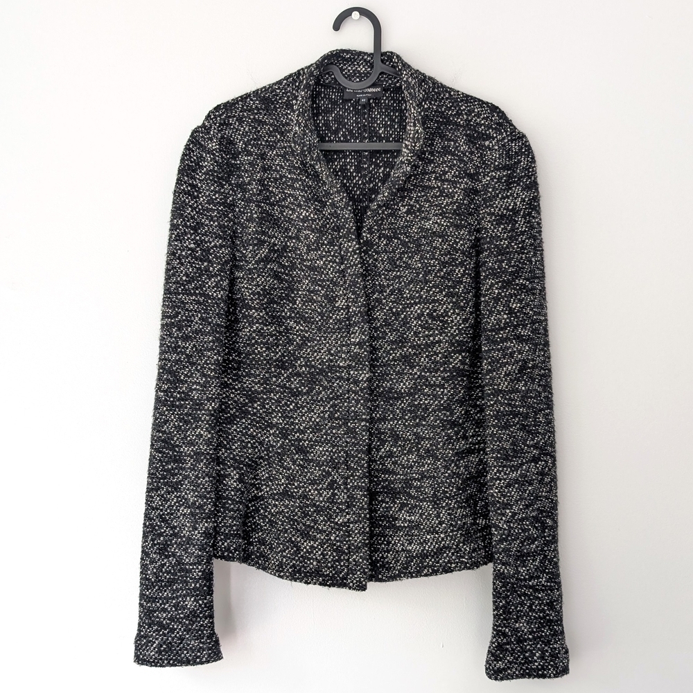 Emporio Armani Women's Black and White Wool Blend Jacket ~ Size 42